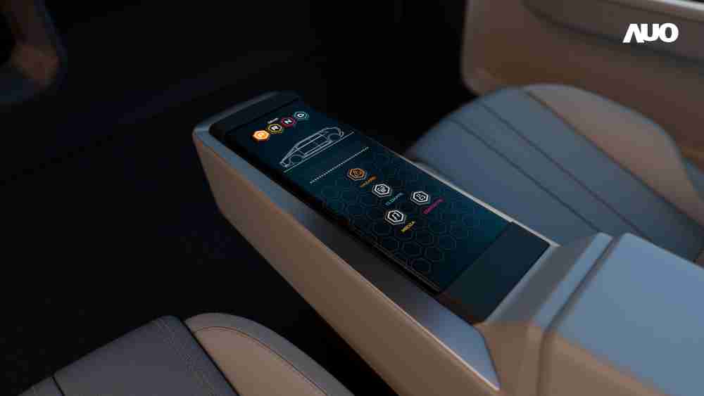 汇旺支付以人性化设计打造多变形态中控显示(Morphing Center Control)，，不使用时仅平面显示信息，，，进行操作时，，，显示器则会动态隆起，，转变成3D实体按钮，，并有触觉回馈，，展示人机互动新体验